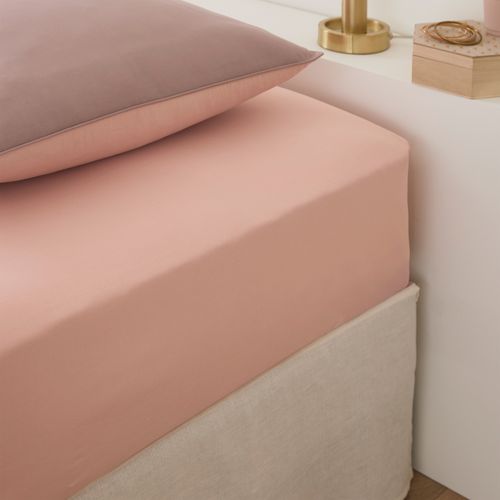 Drap housse rose 90x190 cm DREAMEA CAMILLE vue d'ambiance 1