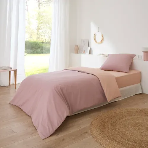 Drap housse rose 90x190 cm DREAMEA CAMILLE