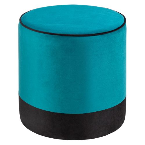 Pouf H. 40 cm AMAURY Bleu vue 3/4