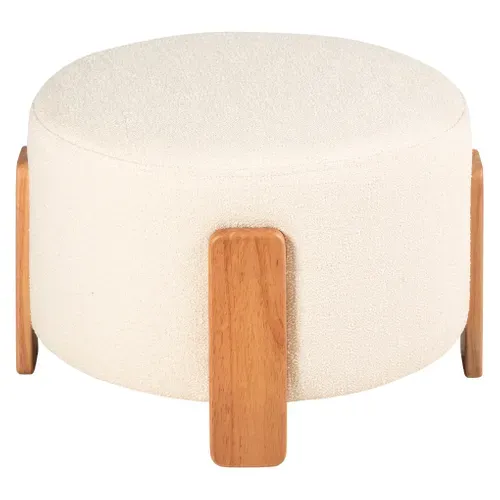 Pouf H. 36 cm BOUCLE Blanc vue 3/4