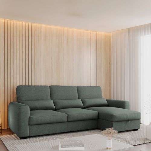 Canapé d'angle méridienne REYNOLDS II tissu vert