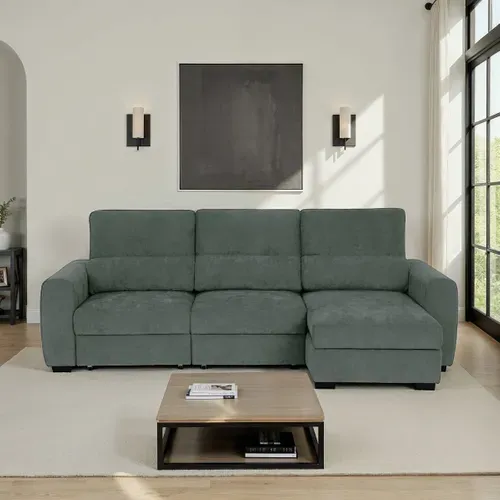 Canapé d'angle méridienne REYNOLDS II tissu vert