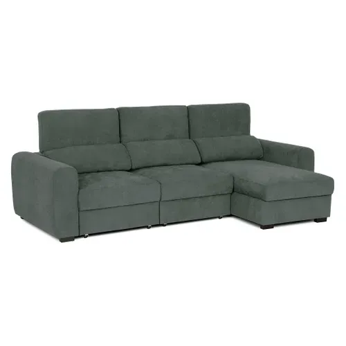 Canapé d'angle méridienne REYNOLDS II tissu vert