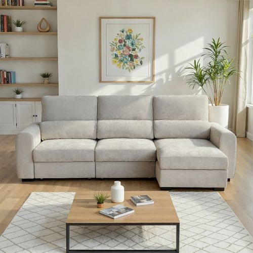 Canapé d'angle méridienne REYNOLDS II tissu taupe