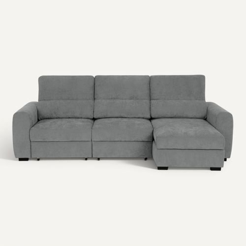 Canapé d'angle méridienne REYNOLDS II tissu gris vue de face