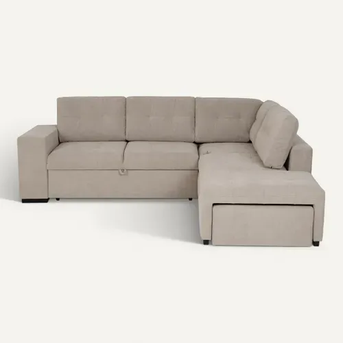 Canapé d'angle méridienne MARION tissu taupe vue de face