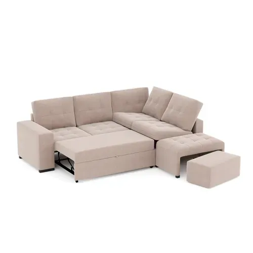 Canapé d'angle méridienne MARION tissu taupe