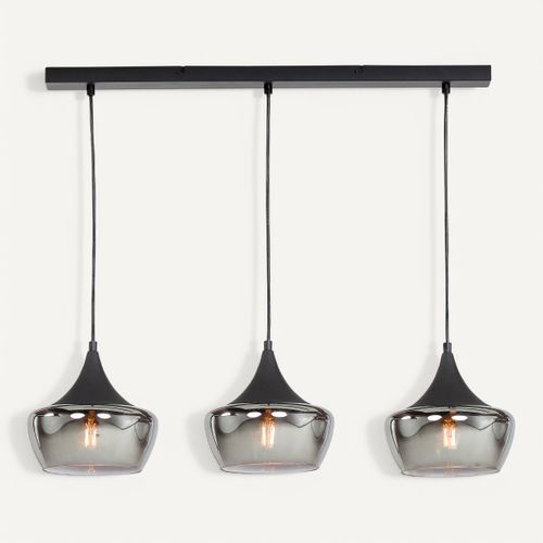 Suspension 3 lumières L. 80 cm NEBULA Noire