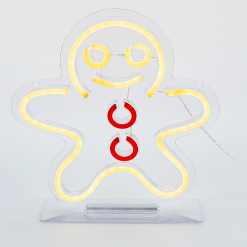Néon Led USB H. 23 cm PAIN D'ÉPICE Orange et rouge vue de face