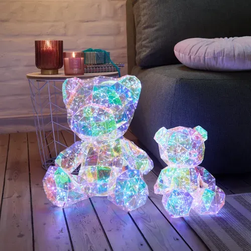 Petit Ours lumineux H. 25 cm - Transparent vue d'ambiance 1