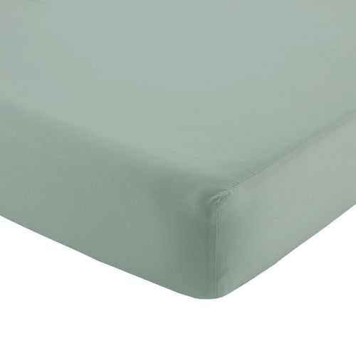 Drap housse sauge 180x200 cm DREAMEA PERCALE SAUGE vue 3/4