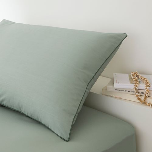 2 taies d'oreiller 50x70 cm DREAMEA PERCALE SAUGE