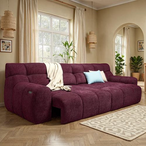 Canapé relax 4 places COCOON tissu bordeaux vue d'ambiance 1