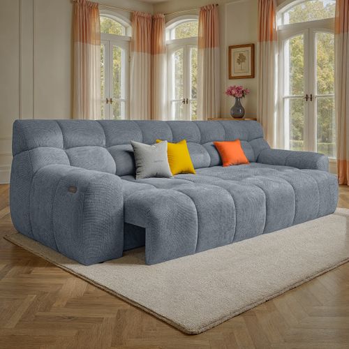 Canapé relax 4 places COCOON tissu gris vue d'ambiance 1
