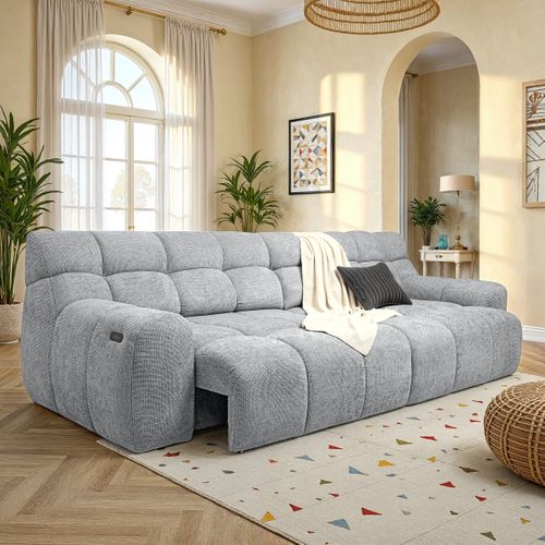 Canapé relax 4 places COCOON tissu gris clair vue d'ambiance 1