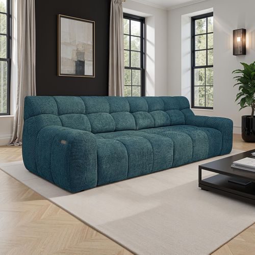 Canapé relax 4 places COCOON tissu bleu clair vue d'ambiance 1