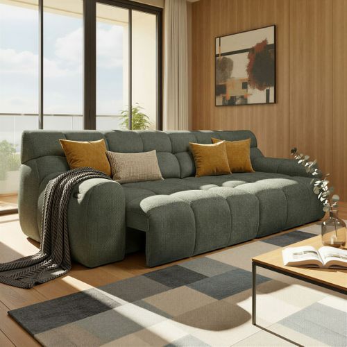 Canapé relax 4 places COCOON tissu vert vue d'ambiance 1