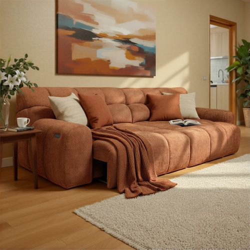 Canapé relax 4 places COCOON tissu terra cotta vue d'ambiance 1