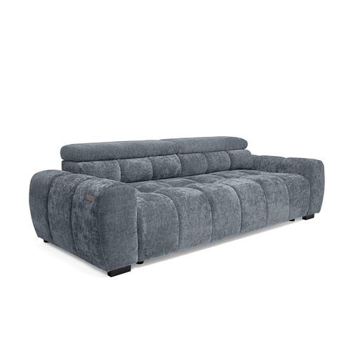Canapé relax 3,5 places AUGUSTIN tissu gris vue de profil