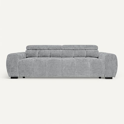 Canapé relax 3,5 places AUGUSTIN tissu gris clair vue de face