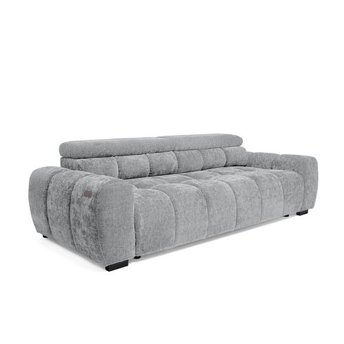 Canapé relax 3,5 places AUGUSTIN tissu gris clair vue de profil