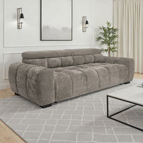 Canapé relax 3,5 places AUGUSTIN tissu beige