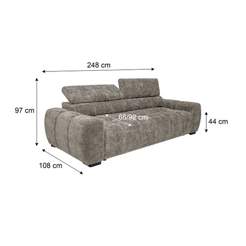 Canapé relax 3,5 places AUGUSTIN tissu beige