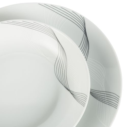 Service de vaisselle 12 pièces SERENIA Blanc / Noir vue détaillée