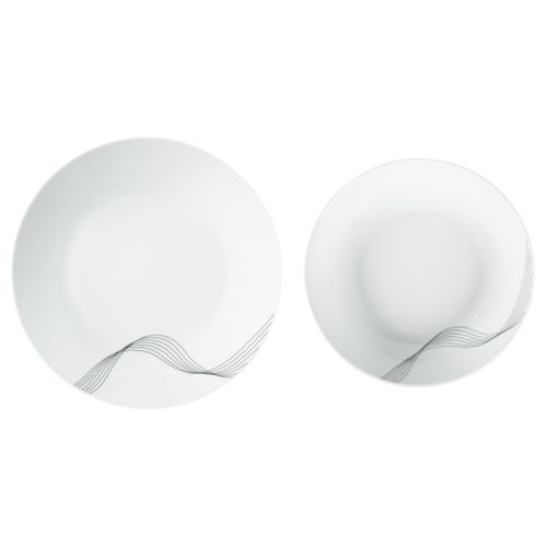 Service de vaisselle 12 pièces SERENIA Blanc / Noir vue de face