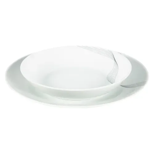 Service de vaisselle 12 pièces SERENIA Blanc / Noir vue 3/4