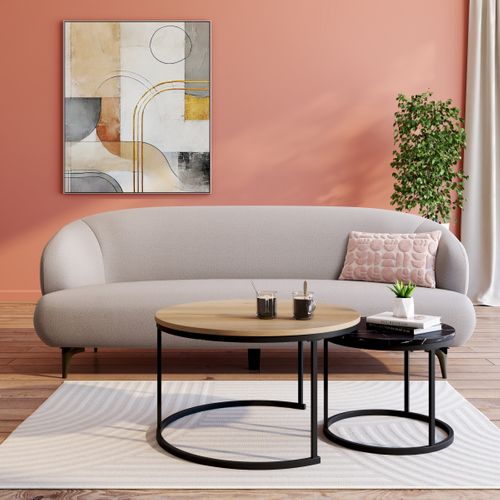 Table basse MEXICO Imitation chêne et noir