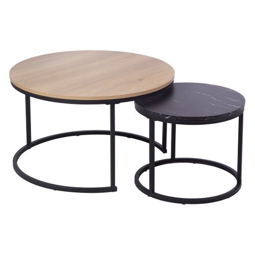 Table basse MEXICO Imitation chêne et noir