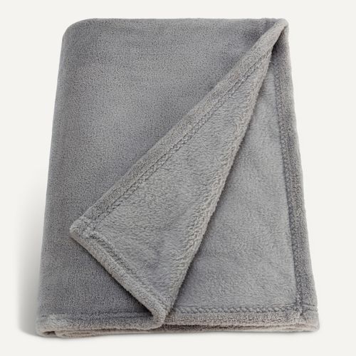 Plaid 180x230 cm DOUCEUR Gris clair vue 3/4