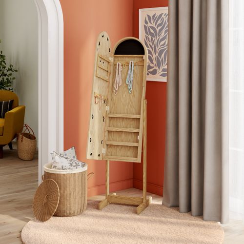 Armoire bijoux psyché H.157 cm JULIE Naturel vue d'ambiance 1