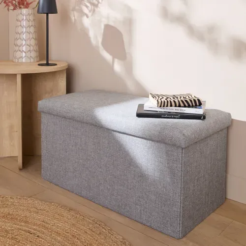 Banc pliable H. 38 cm PAULINE Gris vue d'ambiance 1