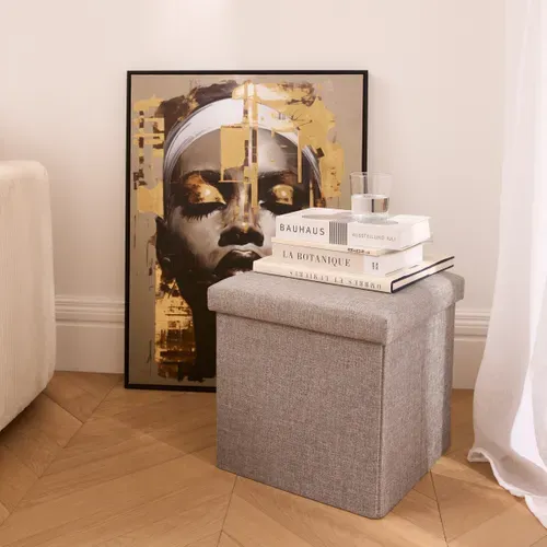 Pouf pliable H. 38 cm PAULINE Gris vue d'ambiance 1