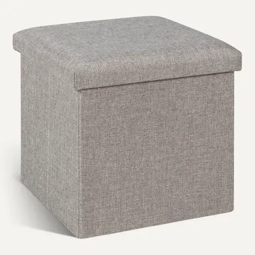 Pouf pliable H. 38 cm PAULINE Gris vue 3/4
