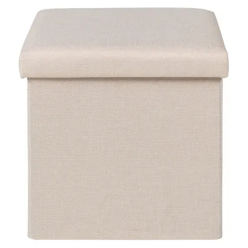 Pouf pliable H. 38 cm PAULINE Ecru vue de face