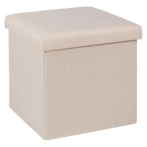 Pouf pliable H. 38 cm PAULINE Ecru vue 3/4