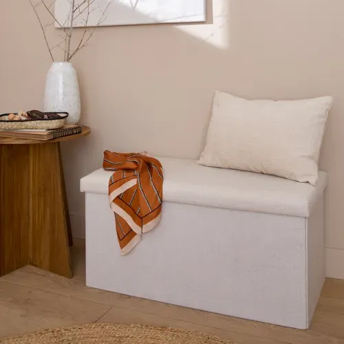 Banc pliable H. 38 cm PAULINE Ecru vue d'ambiance 1