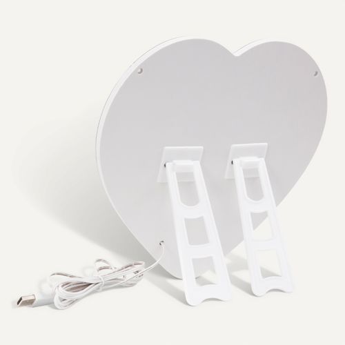 Miroir coeur néon LED USB COEUR Rose vue de derrière