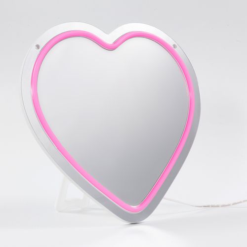 Miroir coeur néon LED USB COEUR Rose