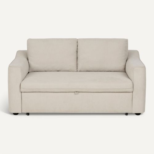Canapé 2 places convertible GOLDIE tissu beige vue de face