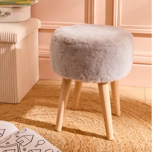 Pouf H. 40 cm JACOB Gris vue d'ambiance 1