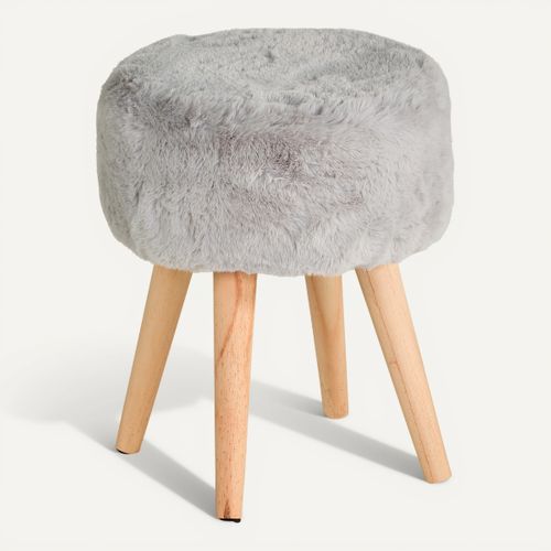 Pouf H. 40 cm JACOB Gris vue 3/4