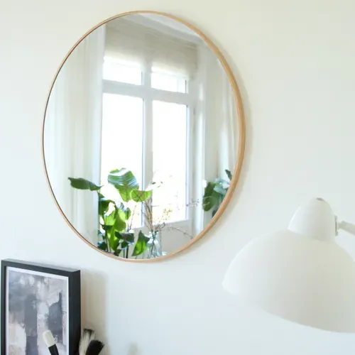 Miroir rond D. 75 cm CIRCLE Imitation bois vue d'ambiance 1