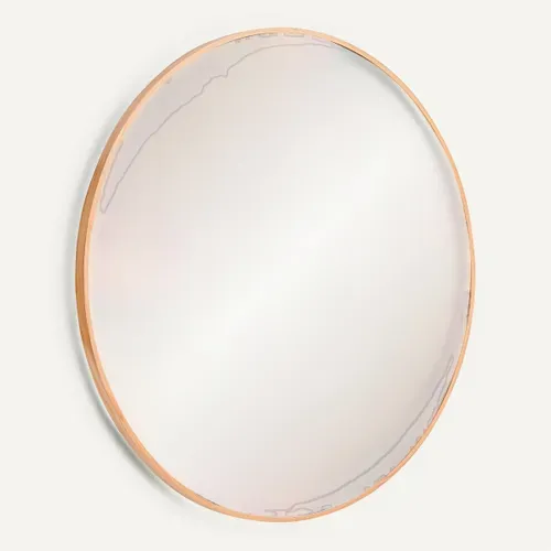 Miroir rond D. 75 cm CIRCLE Imitation bois vue 3/4