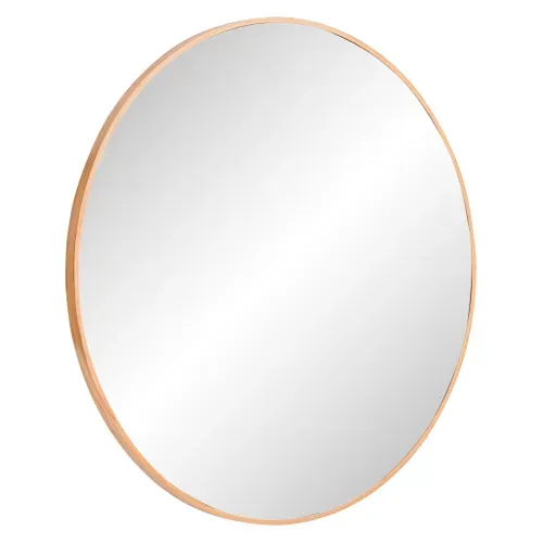 Miroir rond D. 110 cm CIRCLE Imitation bois vue 3/4