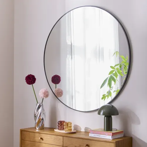 Miroir rond D. 110 cm CIRCLE Noir vue d'ambiance 1
