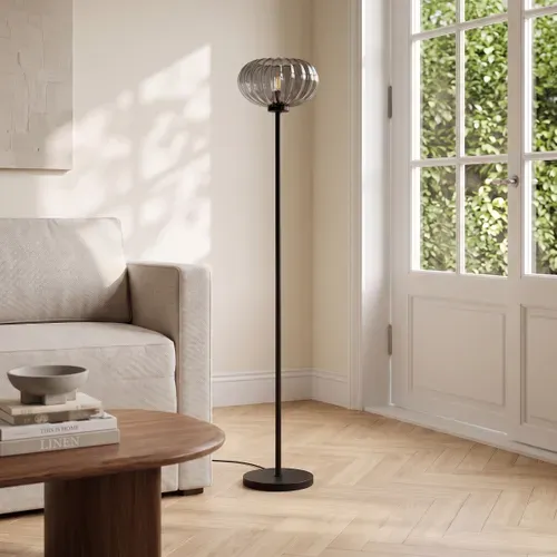 Lampadaire droit H. 160 cm VERRA Noir vue d'ambiance 1
